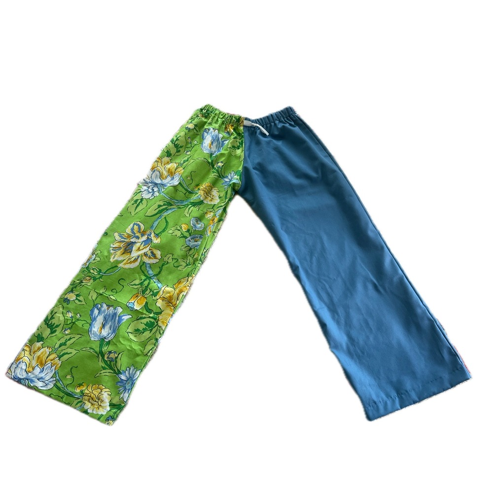 Handmade Split Floral Wide Leg Pants Whimsy Chic Garden Drawstring Trousers M